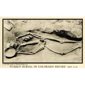  1936 Print Pueblo Burial Skeleton Colorado Museum Bowl 