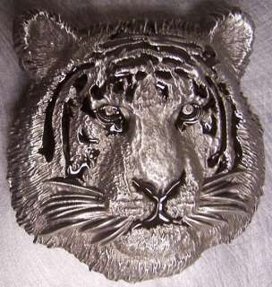 Pewter Belt Buckle animal Tiger Head silver tone NEW  