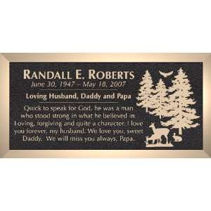  Deer Rabbit Bird Trees   Cast Bronze Memorial Grave Marker 