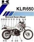 1993 KAWASAKI KLR650 MOTORCYCLE OWNERS MANUAL  KLR 650 KL650A7 KAWASA 