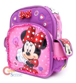 Disney Minnie Mouse School Backpack 12 Medium Bag Pink Bow Laces 