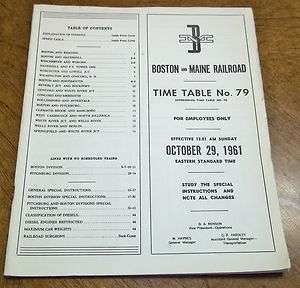 Boston & Maine Railroad 1961 Employee Timetable  