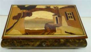 INLAID WOOD LARGE MUSICAL BOX MELODIE ST.LUCIA  