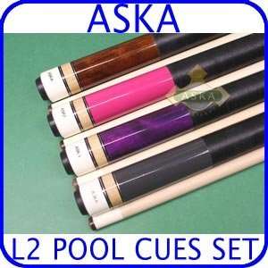  Pool Cue Set of 4 Aska L2 Billiard Pool Cues Sports 