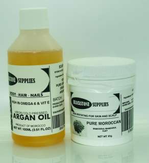 100% PURE ORGANIC MOROCCAN ARGAN OIL   UNREFINED WITH RHASSOUL CLAY 