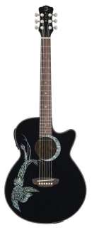 Luna Fauna Series Full Size Acoustic Electric Guitar   Phoenix Black 