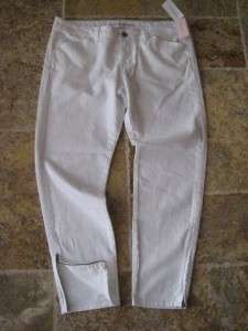 BANANA REPUBLIC NWT 12 Petite Women $89 Zipper Ankle Jean Pants White 