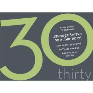  Numeral Card 30th Green Milestone Birthday Invitations 