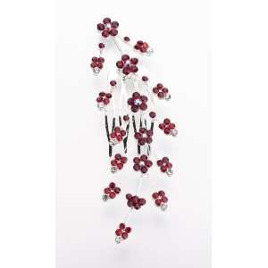  JL212R   Lrg Jeweled Hair Comb Red Beauty