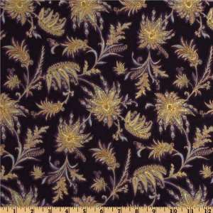   Valley of the Kings Dawn Royal Bouquet Purple/Gold Fabric By The Yard