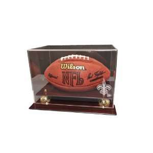 New Orleans Saints Mahogany Finished Acrylic Football Display  
