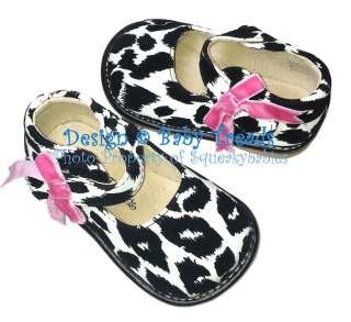   Shoes Toddler Black & White Mary Jane BRAND NEW Cow Print Hot Pink Bow
