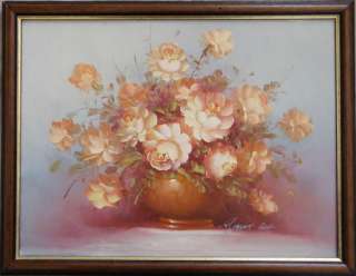 ROBERT COX framed OIL PAINTING flowers collectable  