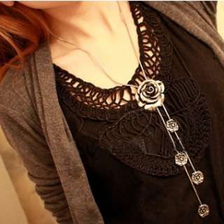   Roses Tassels Long Chain Pendent Necklace  One PCS  
