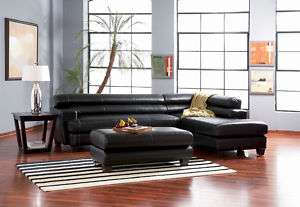 Black Bonded Leather 2 Pc Sectional Sofa Set  