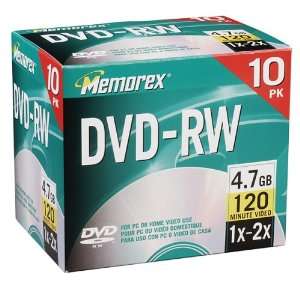  Memorex 4.7GB 2x DVD RW Media (10 Pack) Electronics
