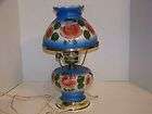 Small Vintage Gone With The Wind Lamp hand painted red roses with blue 