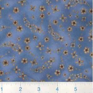  45 Wide Flannel Kasmir Floral Print Blue Fabric By The 