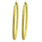 Kooljewelry 10 Karat Yellow Gold Diamond Cut Flat Hoop Earrings (55 mm 