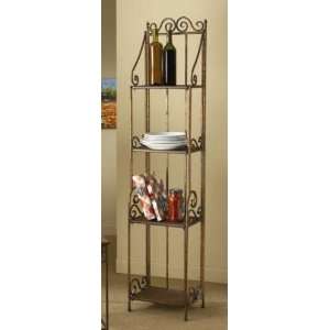  Bakers Rack with Scroll Design in Brown and Copper Finish 