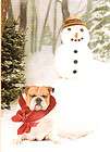 Bulldog and Snowman Christmas Cards   Box of 12   ONLY TWO BOXES LEFT 