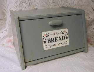 Vintage WOODEN Country Style Wood Breadbox Bread Box Flower  