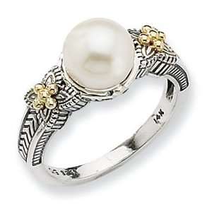    Sterling Silver w/14k Freshwater Cultured Pearl Ring Jewelry