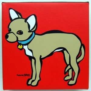 Chihuahua on Red by Marc Tetro. Giclee on Fine Art Canvas Dog Print 