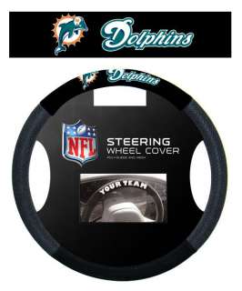 MIAMI DOLPHINS NFL SUEDE MESH CAR STEERING WHEEL COVER  