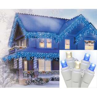   Clear Wide Angle Icicle Christmas Lights   White Wire 
