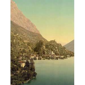 Vintage Travel Poster   Lugano San Mammete Tessin Switzerland 24 X 18 