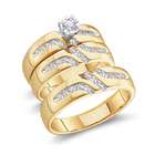   com Diamond Wedding Rings Bands Bridal Set 14k Yellow Gold Men + Women