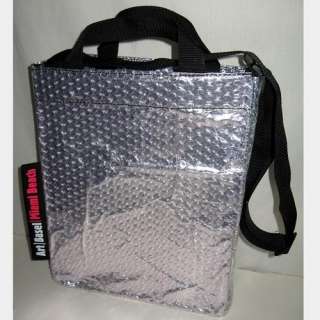 ART BASEL Mod Silver Metallic Bubble Wrap Tote Shopping Bag Ltd 
