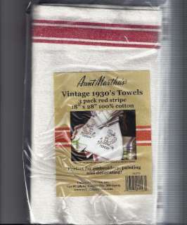 New Aunt Marthas Vintage 1930s Tea Towels Embroidery  