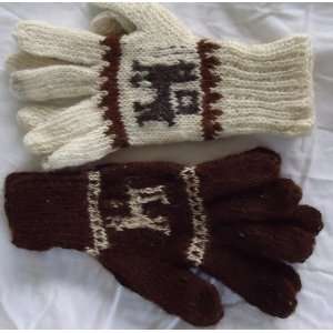  2 PAIRS GLOVES alpaca rustic white and brown made in PERU 