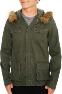  Olive Green Fur Hooded Military Jacket Clothing