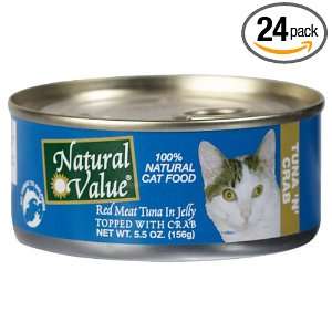 Natural Value Cat Food, Red Meat Tuna in Jelly Topped with Crab, 5.5 
