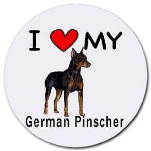  I Love My German Pinscher Round Mouse Pad