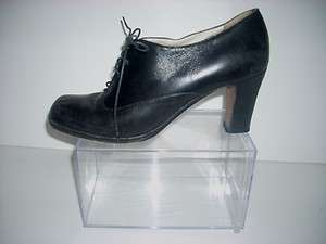 Womans EMPORIO ARMANI Black Leather Lace Up Heels Shoes Size 36.5 / 6 