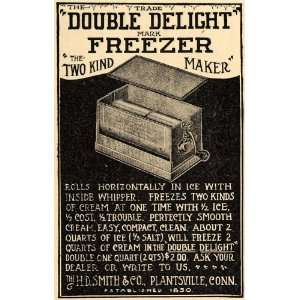   Ad H D Smith & Co. Double Delight Freezer Maker   Original Print Ad