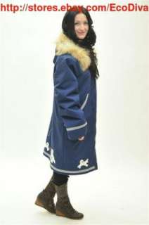 YUKON WHITEHORSE BLUE WOOL ESKIMO PARKA HOODED fur COAT & LINER M 