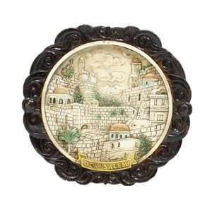   Antique Plate with Jerusalem Depiction and Black Edge 