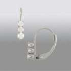 cttw Diamond 3 Stone Leverback Earrings in 10k White Gold