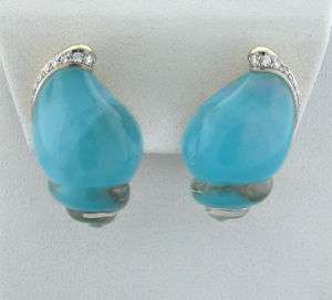 NEW VHERNIER 18K TURQUOISE DIAMOND SEASHELL EARRINGS  