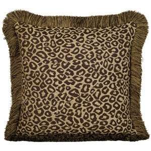  Kenna Leopard Print Fringed 18 Square Throw Pillow