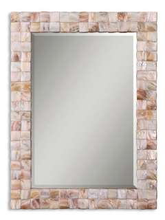 Pink Mother of Pearl Mosaic Tile Rectangle Wall Mirror  