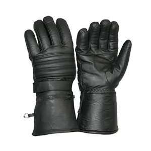  New Motorcycle Black Lined Gloves Gauntlet Unisex With 