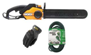   18 Inch 4 HP 15 Amp Electric Chain Saw + 40 Foot Cord + X Large Glove