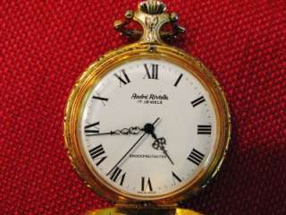 VINTAGE ANDRE RIVALLE 17 JEWELS GOLD POCKET WATCH SWISS MADE  