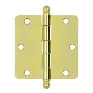   Brass 3 1/2 x 3 1/2 Steel 1/4 Radius Corner Hinge with Ball Tips